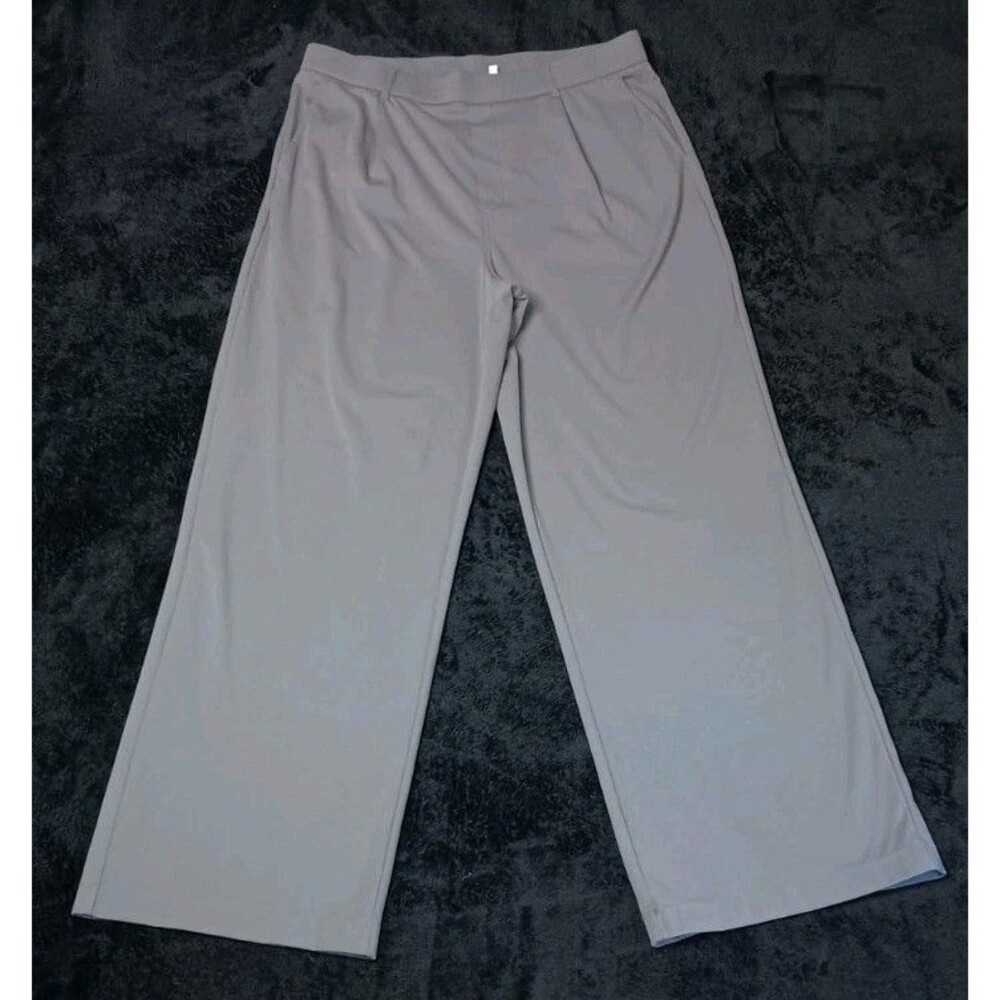 Halara Wide Leg Pull On Work Pants XL Tall Gray Athleisure Slack Dress Trousers